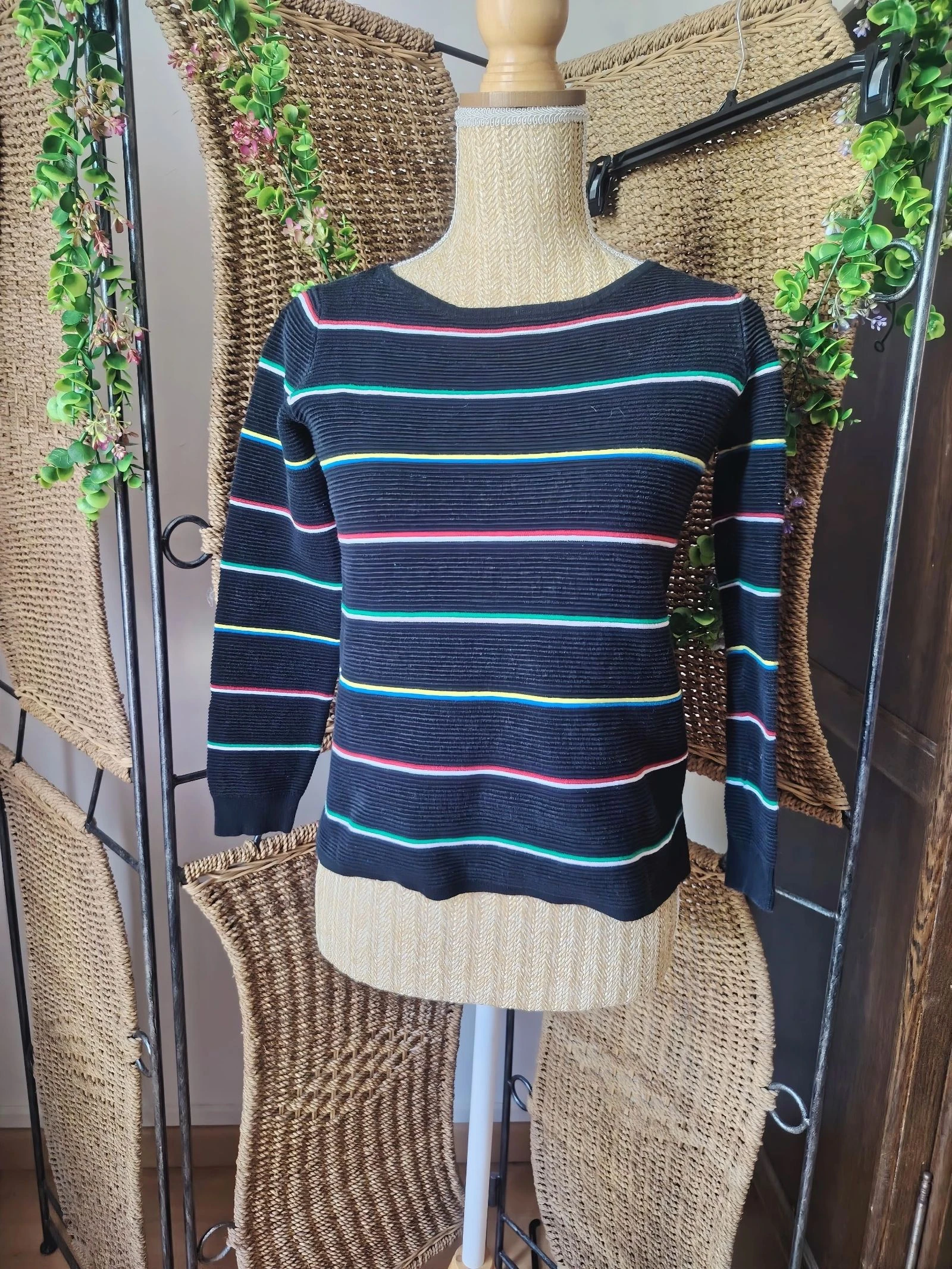 Pull noir à rayures 34 Caroll 